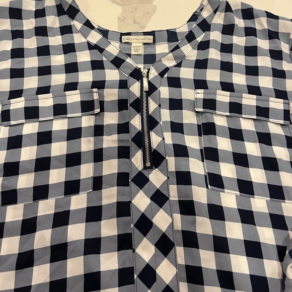 Cato Blouse size 22/24 blue and white checked NWOT - Picture 5 of 7